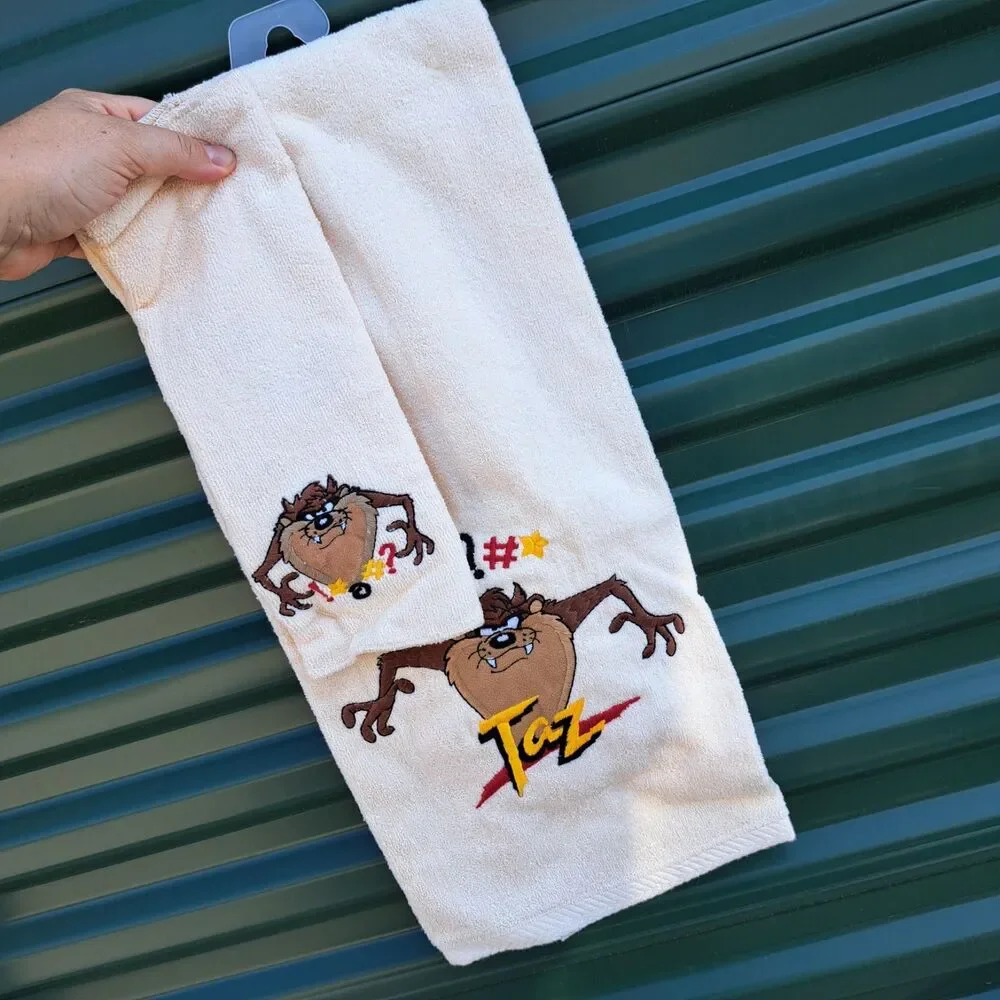 NEW Looney Toons 1993 Taz Tazmanian Devil Hand Towel Set Made In USA Vintage